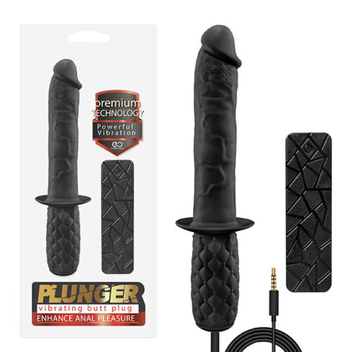 Vibrador Butt Plug Plunger com 10 Modos de Vibração e Controle Remoto com Fio – Nanma