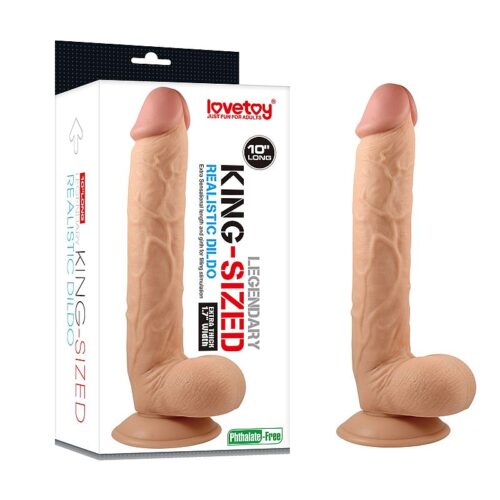 Lovetoy legendary king-sized - Prótese realística com glande definida, veias, escroto e ventosa - 23 x 4,6 cm