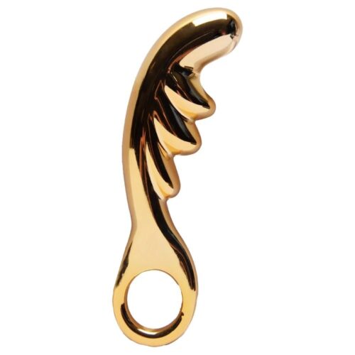 Alternative view of Massageador de próstata metalizado na cor Dourado less hard