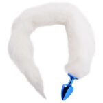 Plug Anal pequeno feito em Metal Azul com Rabo Longo Branco - Hard - Imagem 3