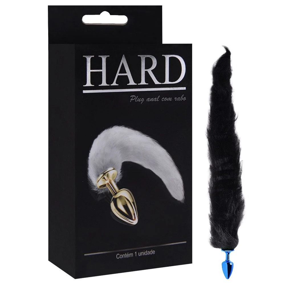 Plug Anal pequeno feito em Metal Azul com Rabo Longo Preto - Hard - Imagem 6