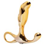 Massageador de próstata em metal com formato ergonômico e alça de segurança - 6,5 x 1,9 cm | cor: dourado - Hard - Imagem 3
