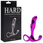 Hard - Massageador de próstata em metal com formato ergonômico e alça de segurança - 6,5 x 1,9 cm Rosa