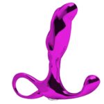 Hard - Massageador de próstata em metal com formato ergonômico e alça de segurança - 6,5 x 1,9 cm Rosa - Imagem 3