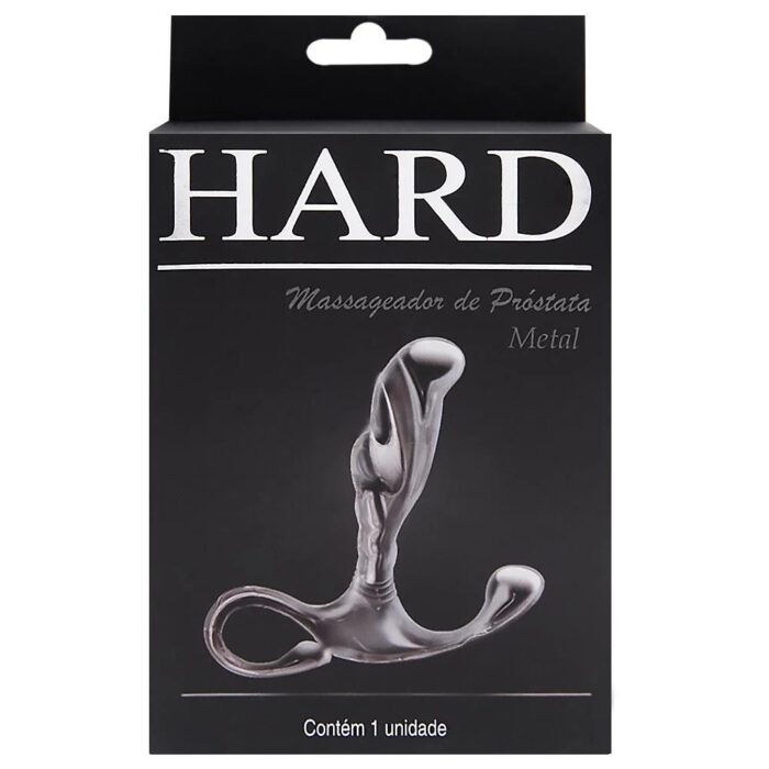 Hard - Massageador de próstata em metal com formato ergonômico e alça de segurança - 6,5 x 1,9 cm Rosa - Imagem 6