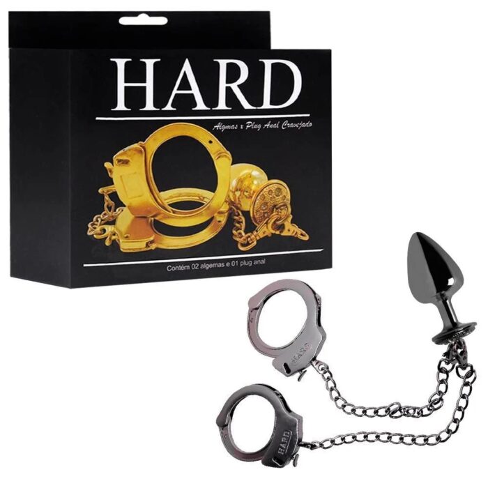 Kit algemas com plug anal cravejado com strass tamanho M - Hard Metal - Imagem 4