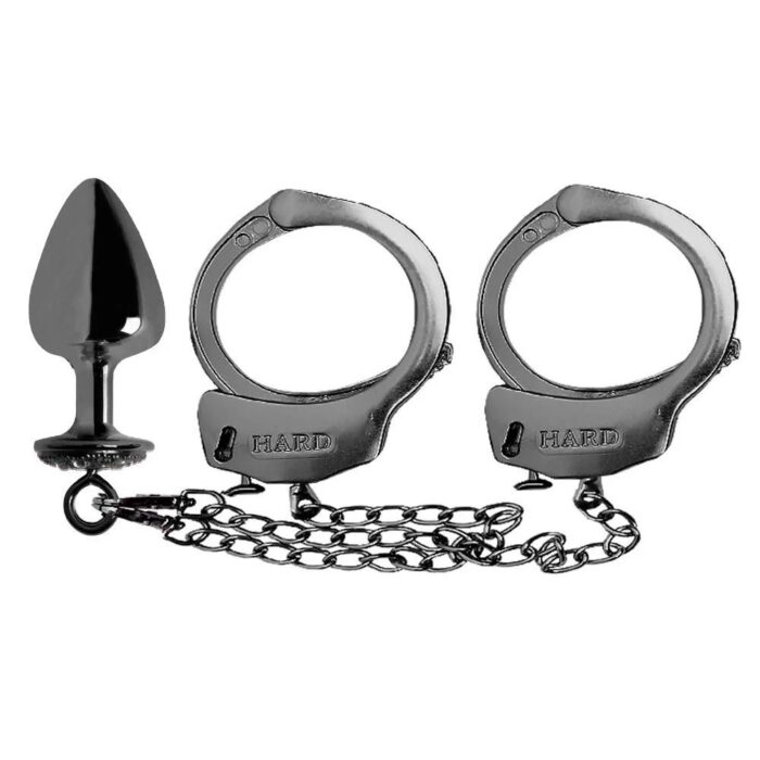 Kit algemas com plug anal cravejado com strass tamanho M - Hard Metal - Imagem 7