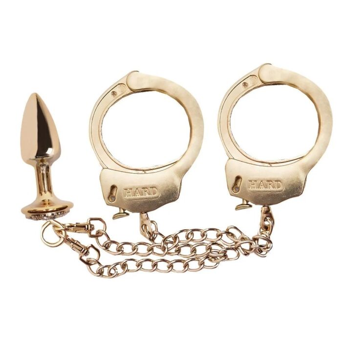 Kit algemas com plug anal Dourado cravejado com strass tamanho P hard - Imagem 2