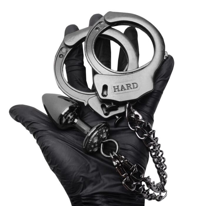 Kit algemas com plug anal Preto cravejado com strass tamanho P hard - Imagem 4