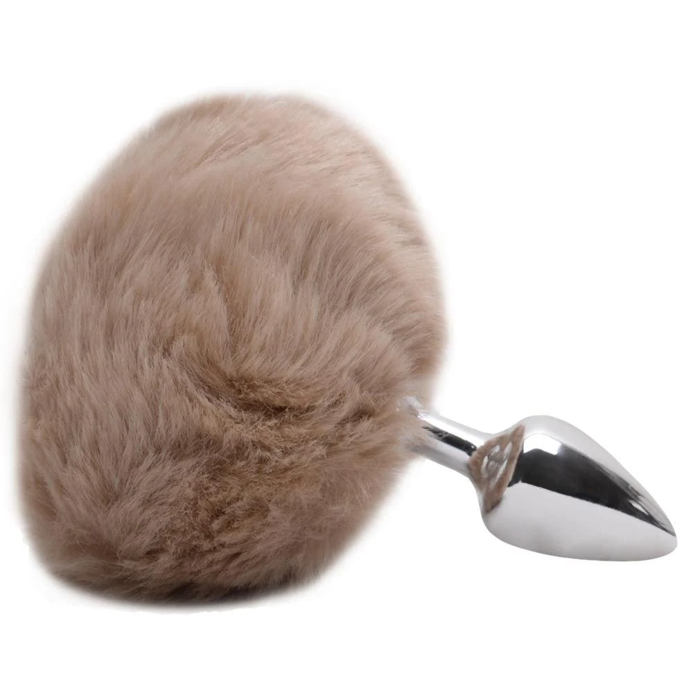 Plug De Metal Cromado Com Rabo Pompom Claro – Hard - Imagem 2