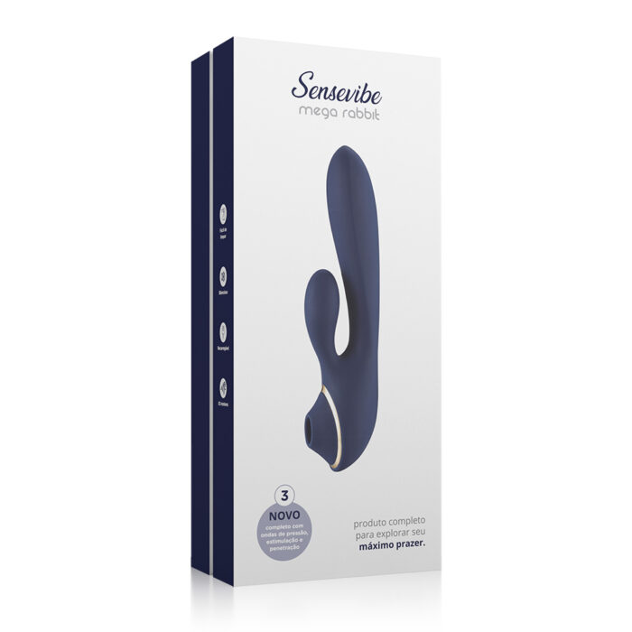Vibrador e estimulador recarregável sensevibe mega rabbit - Imagem 7