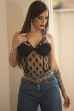 Body preto feminino com bojo de tule poa - Lingerie garota Veneno - Imagem 6