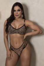 Conjunto sensual animal print calcinha sexy todo decorado - Imagem 2