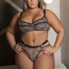 Conjunto sensual plus size estampa animal print sem bojo calcinha sexy com argola