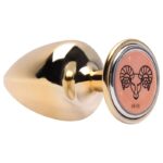 Plug M anal dourado signos em metal com pedra hard - Imagem 10