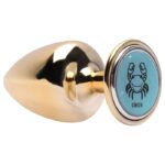 Plug M anal dourado signos em metal com pedra hard - Imagem 5