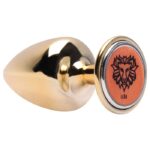 Plug M anal dourado signos em metal com pedra hard - Imagem 15