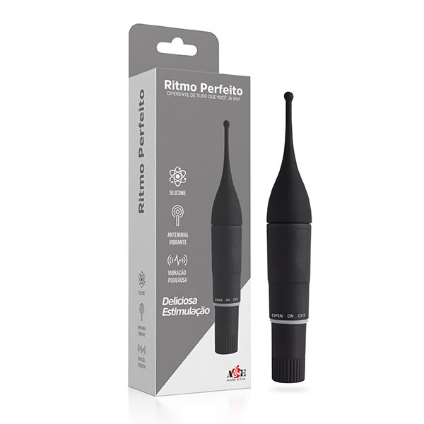 Ritmo perfeito - Vibrador estimulador de clitóris com antena vibratória e vibração única - 7,1 x 2,4 cm