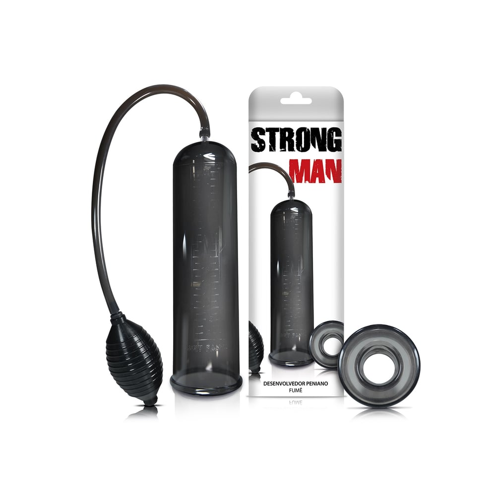 Strong man - Bomba peniana manual com pera de bombeamento - 21 x 6,7 cm | cor: fumê