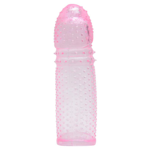 Alternative view of Capa peniana expansora com glande que aumenta a espessura e estimulador de clítoris cor: rosa - La pimienta