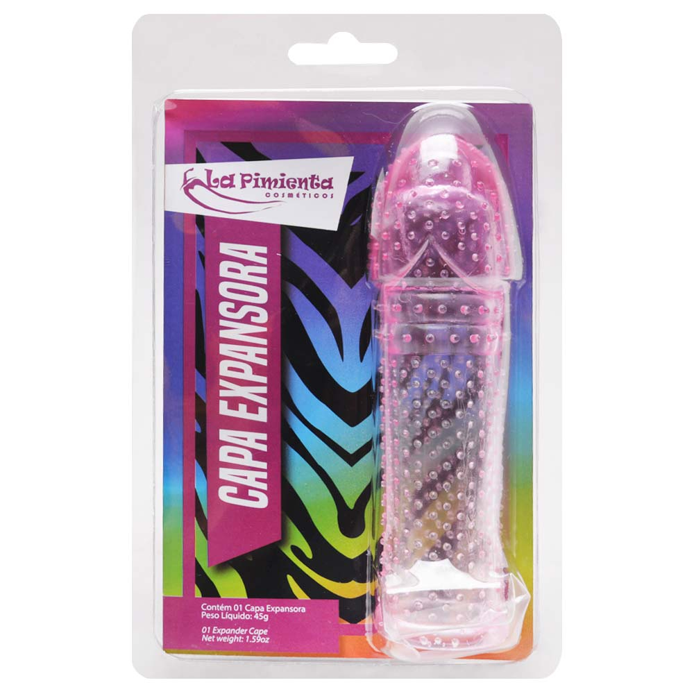Capa peniana expansora com glande que aumenta a espessura e estimulador de clítoris cor: rosa - La pimienta - Imagem 4