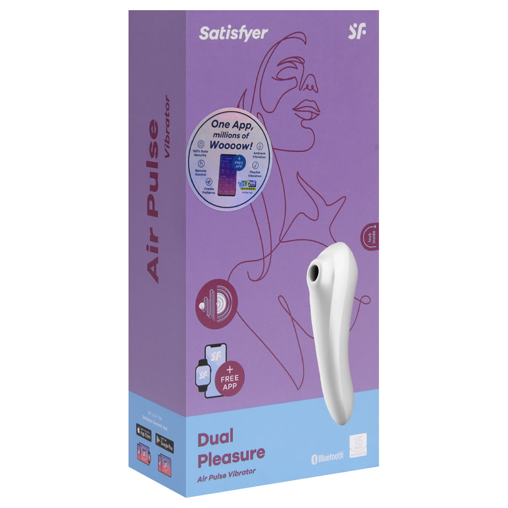 Estimulador 2 em 1 recarregável com 11 intensidades de sucção e vibração - Satisfyer dual pleasure | cor: branco - Imagem 8