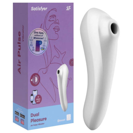 Estimulador 2 em 1 recarregável com 11 intensidades de sucção e vibração - Satisfyer dual pleasure | cor: branco