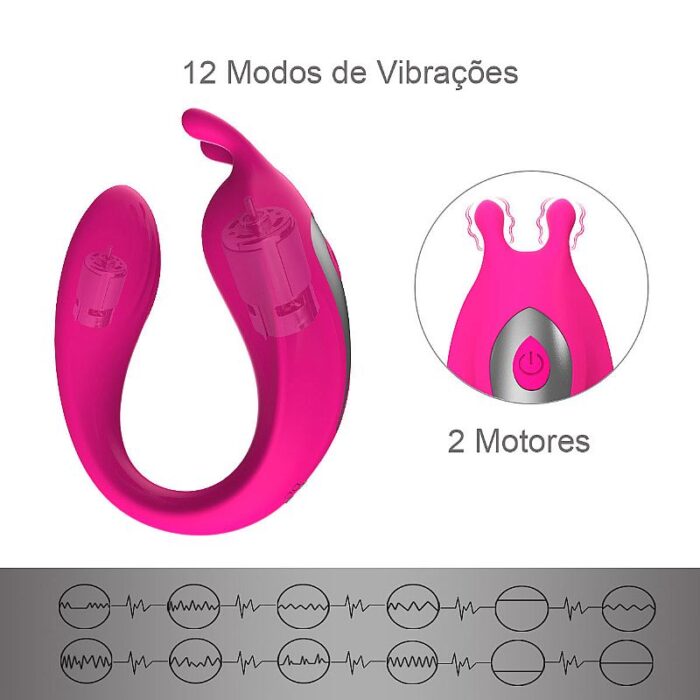 Vibrador de casal com controle remoto mody 12 vibrações - Imagem 10