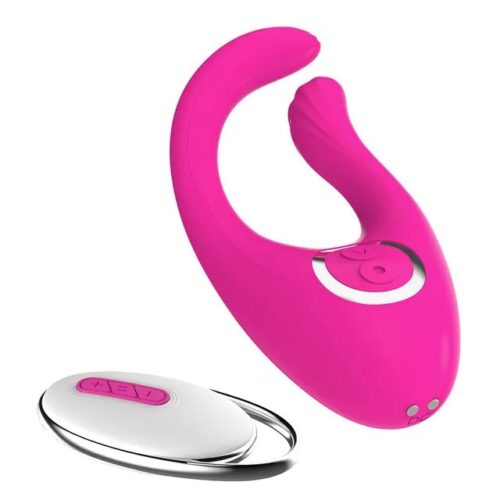 Vibrador com Motor Duplo e controle sem Fio Rosa – Recarregável