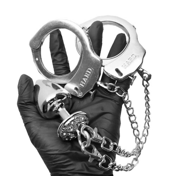 Kit algemas com plug anal cravejado com strass tamanho M - Hard Metal - Imagem 15