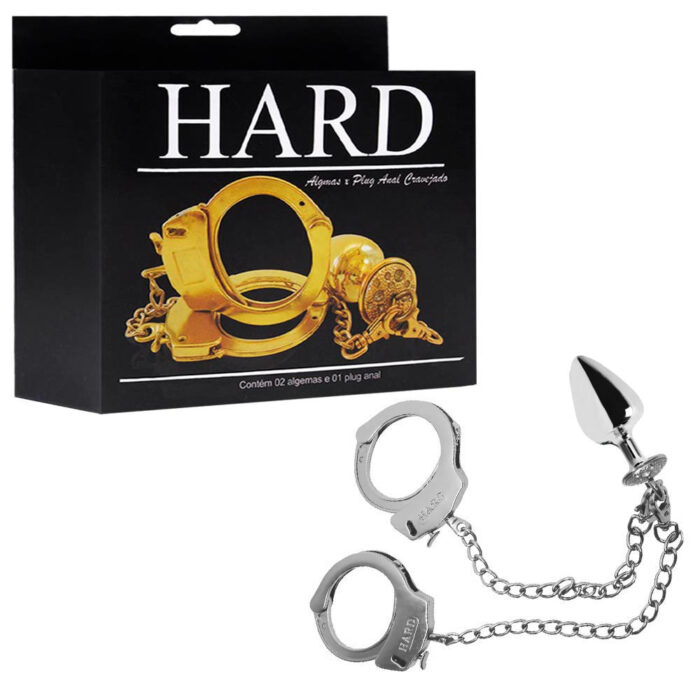 Kit algemas com plug anal cravejado com strass tamanho M - Hard Metal - Imagem 3