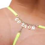 Calcinha fio dental sexy amarelo neon palavras strass tallyta - Imagem 7