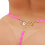 Calcinha fio dental sexy rosa neon escritas strass tallyta - Imagem 12