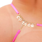 Calcinha fio dental sexy rosa neon escritas strass tallyta - Imagem 11