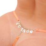 Calcinha fio dental sexy laranja neon palavras strass tallyta moda intíma - Imagem 13