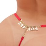 Calcinha fio dental vermelha com palavras provocantes em  strass - Tallyta - Imagem 16