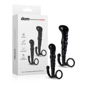 Kit com 2 massageadores de próstata em silicone com tamanhos diferentes - Dom m3