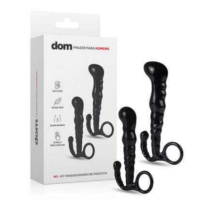 Kit com 2 massageadores de próstata em silicone com tamanhos diferentes - Dom m3