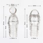 Kit com 2 capas penianas extensoras transparentes com glande definida, cerdas estimuladoras e texturas anelares - Imagem 2