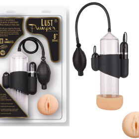 Lust pumper - Bomba peniana manual com cápsula vibratória de 10 velocidades e anel em cyberskin - 20 x 6 cm