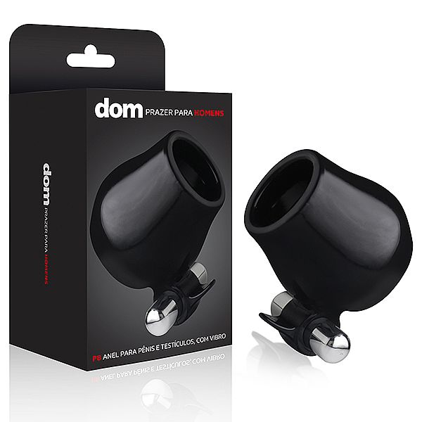 Dom p8 - anel para pênis e testículos com vibro - 7 x 4,7 cm