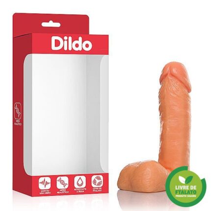 Pênis de borracha com escroto e sem vibrador 16x4cm