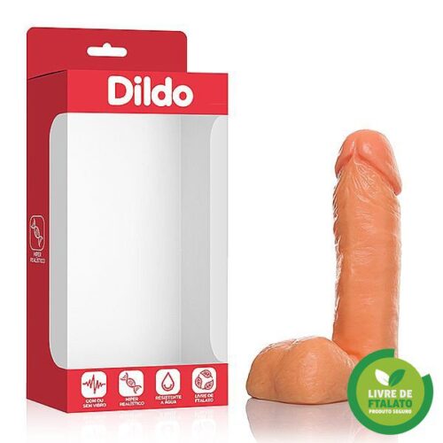 Pênis de borracha com escroto e sem vibrador 16x4cm