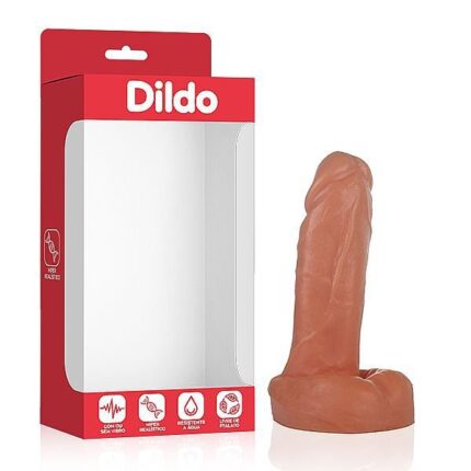 Pênis realista 15x4 cm com escroto e sem vibrador na cor pele - Terra dildo