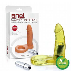 Anel Peniano Companheiro Com Vibrador Torpedo - Amarelo