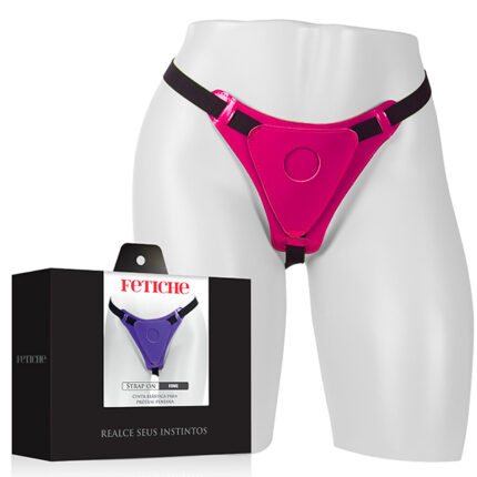 Cinta Peniana Strap On Vinil Rosa com Elástico