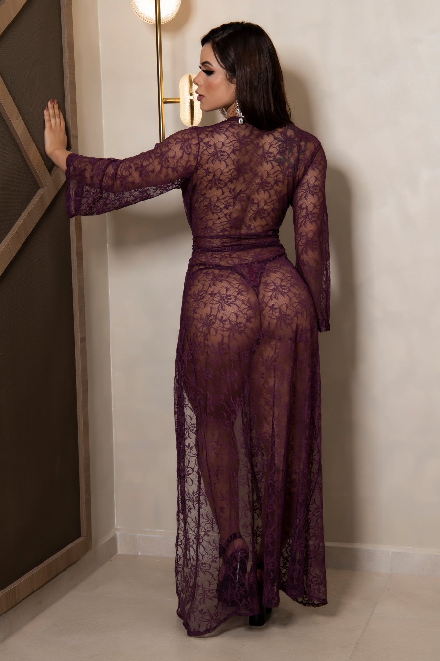 Robe longo em rendão com fita Cor Absoluto - Lingerie garota veneno - Imagem 3