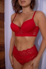 Conjunto vermelho com bojo elastico embutido e grippir no bojo - Lingerie Fetelle - Imagem 2