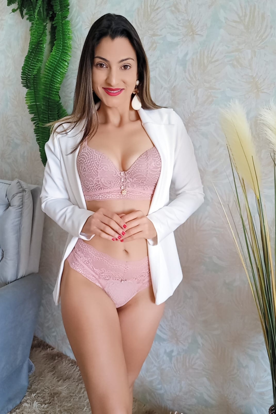Conjunto de lingerie com bojo multiformas rosewood de rendão