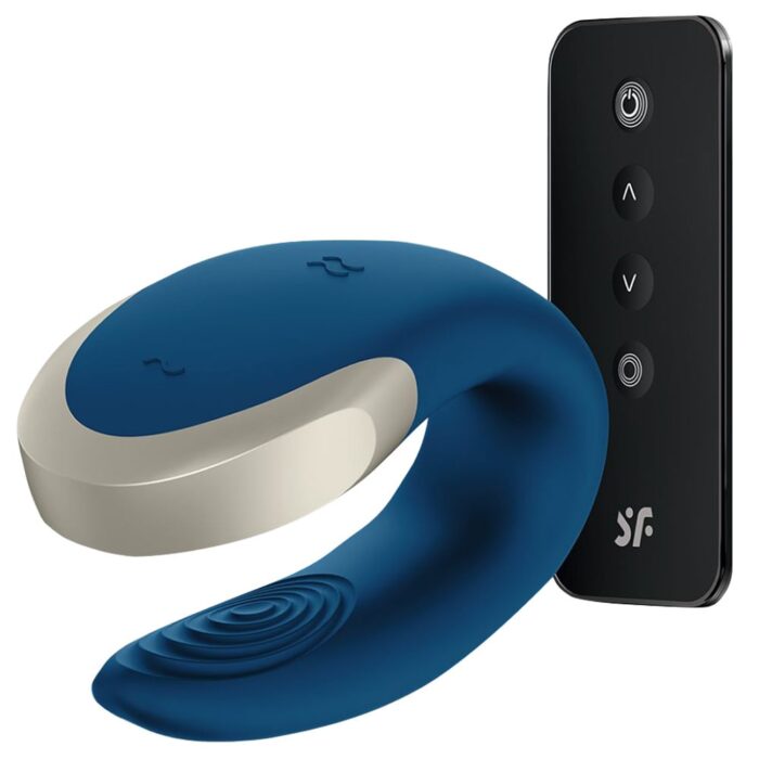 Vibrador De Casal Com 10 Modos De Vibração Satisfyer Double Love - Azul - Imagem 2